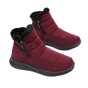 혹한기 여성용 패딩 방한슈즈-와인 털부츠