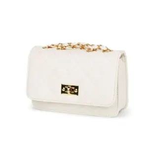골드 체인 퀼팅 정장 하객룩 핸드백 가방 아이보리