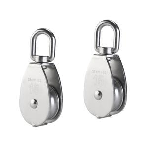 야마소, 2Pcs 304 스테인리스 스틸 M15 실버 싱글 풀리 블록 와이어 로프 걸이 견인