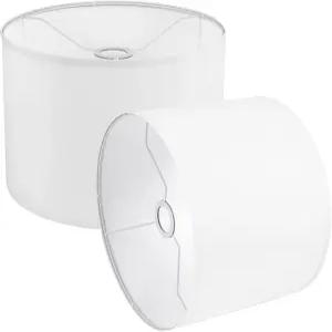 램프 음영 세트 2개 소형 커버 흰색 드럼 8.7인치 상단 x 하단 높이 7.9인치 교체용 천연 리넨 바닥 테이블