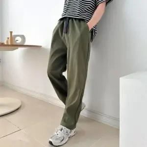 [JED] 캐주얼 일자 바지 밴딩 사계절 와이드 남성 벨트 팬츠