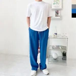 [JED] 여름 슬랙스 쿨링 남성 와이드 팬츠 바지 밴딩 찰랑거리는 통기성 냉감