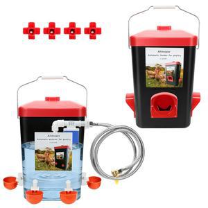 FMATOZ 3갤런 및 26파운드 자동 닭고기 세트, 뒷마당 공급기 급수기 사료 4개의 없는 가금류 음용기와 유두 닭장 공급기, 공급 장비용 함께 농장용 폐기물이