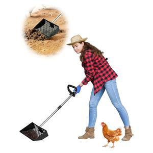 인체공학적 D-Grip 64인치 길이 손잡이가 있는 도구 비치 닭똥 스쿠퍼 섹션 위한 모래 4개 스테인리스 야드 삽 청소 가능한 체를 쓰레기통 조절 농장 가든 스틸