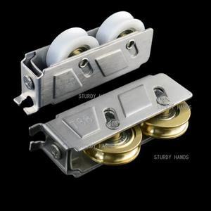 호환 2개/몫 패닝 찬장 문 스테인레스 더블 휠 롤러 슬라이딩 도어 Windows 트랙 풀리 가구 하드웨어