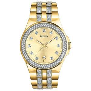 불로바 크리스탈 쿼츠 남성 시계 스테인리스 스틸 투톤(모델: 98B174)