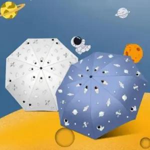 [패션] 우주인 캐릭터 3단 전자동 암막 양우산 UPF 초경량 어린이 자외선 차단 우산