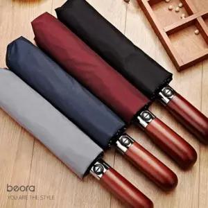 프리미엄 우드 3단 자동우산 심플체크 고급우산 3단우산 우드우산