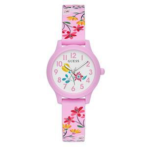 청소년 32mm 시계 - 핑크 분홍색 실리콘 스트랩 흰색 화이트 다이얼 핑크 분홍색 케이스