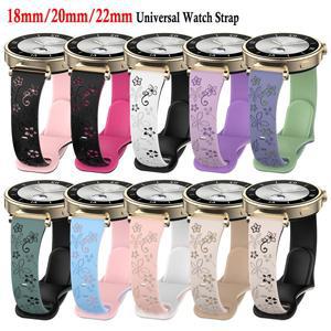 3D 실리콘 조각 꽃무늬 시계줄 18mm 퀵 릴리즈 스마트 워치 샤오미 화웨이 삼성