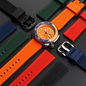 프리미엄 등급 불소 고무 시계 스트랩, 세이코 SRP777J1 용 밴드, 다이빙 방수 팔찌, 블랙 색상, 20mm, 신