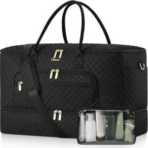 여행용 더플백 신발장이 있는 여성용 와이드 오픈 대형 위켄더백 화장실 가방이 오버나이트 백 젖은