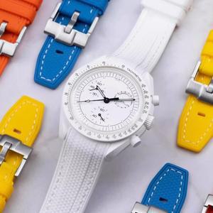 스와치 X 오메가 조인트 방수 스포츠 20mm 시계 스트랩 실리콘 곡선형 엔드 남녀용 고무