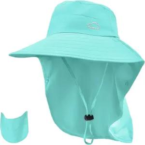 목 플랩이 있는 남성 여성용 로소즈 선햇 넓은 챙 UPF50+ 낚시 모자 탈부착 가능한 얼굴 커버 야외용 태양