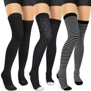 여성용 LEVSOX 허벅지 고압착 양말 무릎 위 15-20mmHg 남성용 압박 스타킹 3켤레