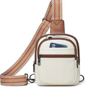 여성용 LATMAP 슬링백 인조 가죽 작은 캐주얼 데이팩 백팩 패니 팩 크로스바디 가슴 가방 지갑