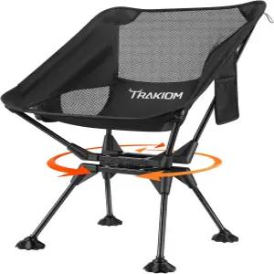 트라키움 360° 회전 접이식 캠핑 의자 야외 캠프용 소형 및 휴대용 여행 해변 피크닉 스포츠 낚시 지원을