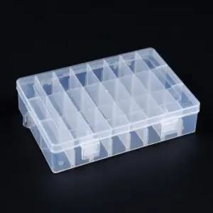 비즈 단추 귀걸이 머리끈 공구 부품 악세사리 투명 박스 칸막이 정리함 보관함 24칸