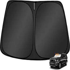 Meckdghro 커스텀 핏 GMC 유콘 XL 2021-2025용 윈드실드 선쉐이드 접이식 설치 및 보관이 간편 전체 커버