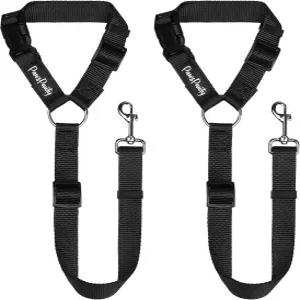 PawsPawty 2팩 헤드레스트 반려견 안전벨트 조절 가능 나일론 패브릭 자동차 목줄 차량 반려견용 하네스