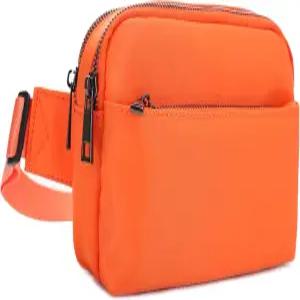 제시 제임스 크로스바디 나일론 허리 팩 버클 스트랩 패션 멀티 포켓 벨트 백 네온 오렌지