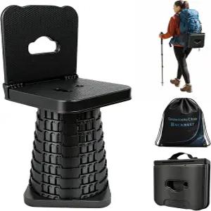 그레이시 업그레이드 접이식 의자( 등받이 포함) 휴대용 텔레스코픽 시트(캐리백 캠핑 정원 낚시 하이킹