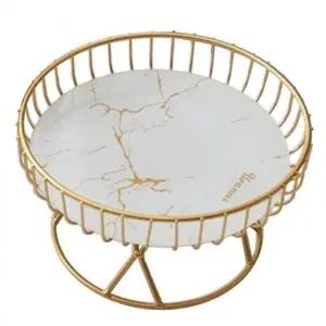소품 트레이 유리 금도금 상판 바스켓 간식 접시 와이어