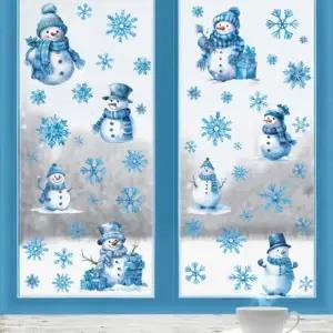 인테리어소품 스노우맨 윈도우 창문 눈꽃 벽스티커 시트지 꾸미기 화이트 산타 크리스마스