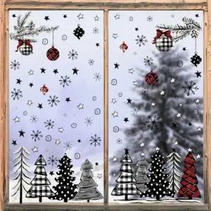 시트지 체크트리 윈도우 창문 눈꽃 꾸미기 크리스마스 인테리어소품 벽스티커