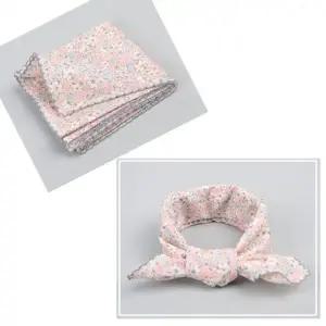 손수건 쁘띠스카프 핑크플라워 순면사각스카프 머플러