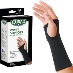 CURAD 탄력 풀오버 손목 지지대 피트니스 역도 건염 터널 관절염 용 어디서나 검은색 중간 정도의 착용감