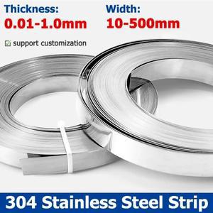 1미터 304 스테인레스 스틸 스트립 시트 두꺼운 0.01-1mm 강철 코일 강판 폭 10 15 20 25 40 50 500mm