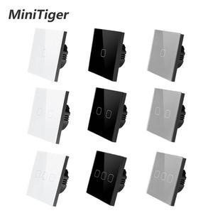 Mini 호환Tiger EU/UK 표준 1 갱 단방향 터치 스위치 흰색 크리스탈 유리 패널 라이트 벽 전용 기능