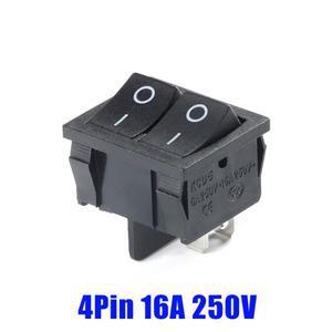 1PCS KCD5 On/Off 자동차 대시 보드 DPST 6A 250V 4pin 블랙 듀얼 스냅인 직사각형 로커 스위치