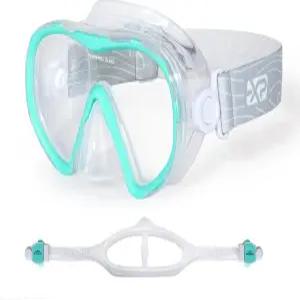 스쿠버 다이빙 마스크 - 안개 방지 수영 고글 코 커버가 있는 전문 스노클링 기어 남성용 패브릭 스트랩이