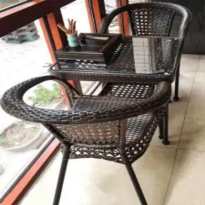 등나무 라탄 의자 2개 발코니 가든 체어 편안한 심플한