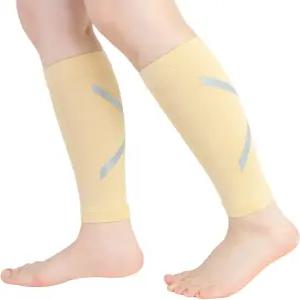 남녀용 종아리 압박 슬리브 정강이 부목 및 야간 달리기를 위한 반사 발 없는 양말 사이클링
