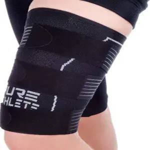 순수 운동선수 허벅지 압박 슬리브 - 조절 가능한 스트랩 쿼드 랩 서포트 브레이스 햄스트링 어퍼 레그
