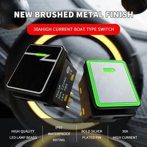 FILN DPST IP67 방수 T85 자동 보트 해양 토글 로커 스위치 (LED 포함) 12V 220V 30x22 30A/250V 고강도 4