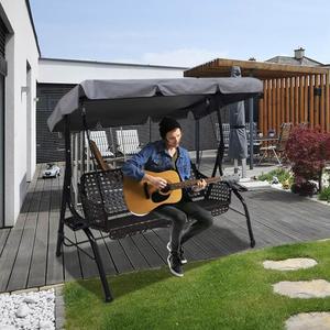 야외 파티오 커버 대형 좌석 정원 방풍 현관 듀티 가구 커버 회색 그네 의자 상단 해먹 3인승 방수 차단 헤비 캐노피 자외선 방지 교체