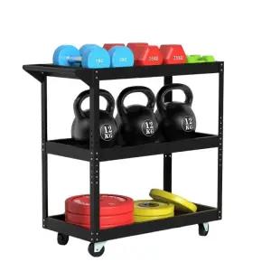 헬스장 운동기구 정리대 트롤리 소도구 랙 선반 홈짐 이동식 요가 수납 정리함