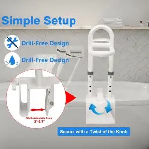 BEEYEO 조절식 욕조 안전 레일 노인 장애인을 위한 미끄럼 방지 손잡이가 있는 샤워 그립 바 손잡이