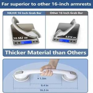 2팩 16.15인치 욕조 및 샤워용 그립 바 노인용 흡입 컵용 샤워 핸들 월 헤비 듀티용 욕실용 안전 드릴링