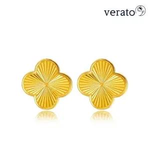베라토 24K 순금 행운 샤인 크로버 귀걸이