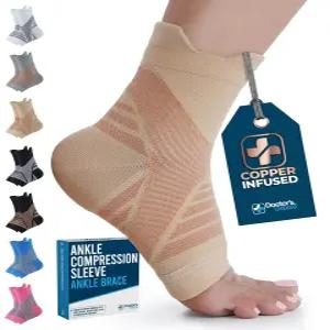 닥터스 셀렉트 구리 발목 압박 슬리브 - 발가락 없는 양말 여성용 보호대 남성용 지지대 용 베이지