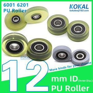 TPU 고무 소프트 도르래 머신 휠 코팅 볼 베어링 하이 퀄리티 6201RS 6901zz PUd12 2 개 4 10 45mm 38mm