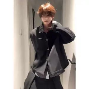 검정 남친 가을 빈티지 투피스 페이크 재킷 셔츠 스트라이프 체크 카디건 DUCHI3