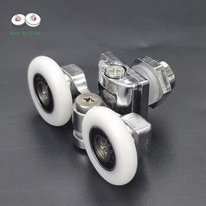 4PCS 샤워 도어 러너 아연 본체 직경 욕실 소재 도르래 23MM 슬라이딩 합금 액세서리 25MM