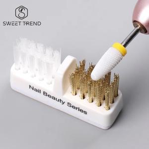 1개 전동 네일 그라인딩 헤드 클리닝 브러시 휴대용 매니큐어 드릴 비트 클렌저 듀얼 구리 와이어 청소 도