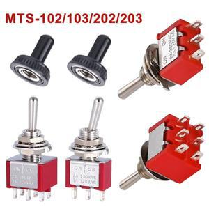 10Pcs 소형 3Pin 6mm 로커 스위치 2A/250V 5A/120V MTS-102/103 방수 캡 토글